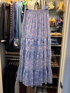 Allison / Floral Tiered Maxi Skirt and dress - Lavender Blue - S